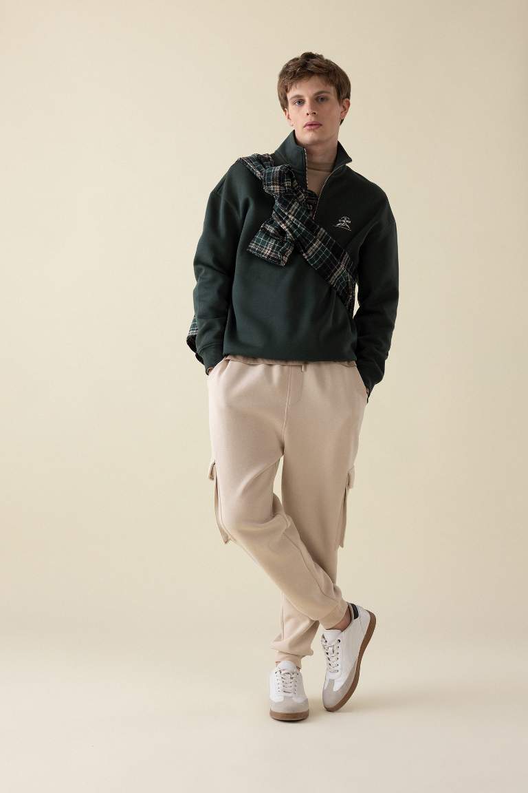 Cargo Pocket Waist Tied Elastic Leg Basic Jogger Sweatpants