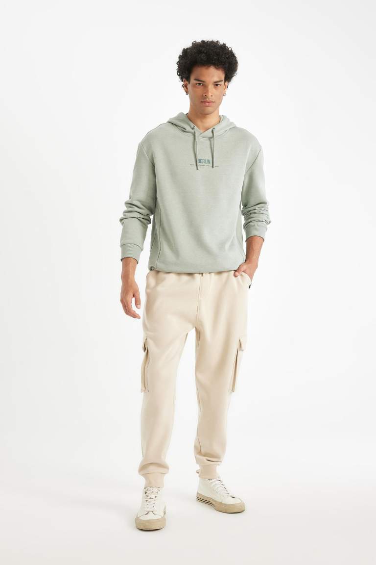 Regular Fit Jogger Eşofman Altı Kargo Cepli Basic Düz Beli Bağcıklı Lastikli Paça