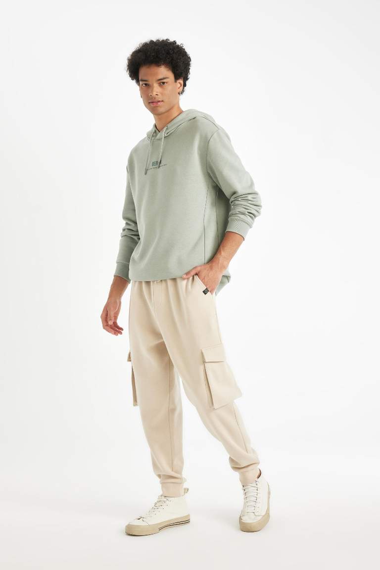 Regular Fit Jogger Eşofman Altı Kargo Cepli Basic Düz Beli Bağcıklı Lastikli Paça