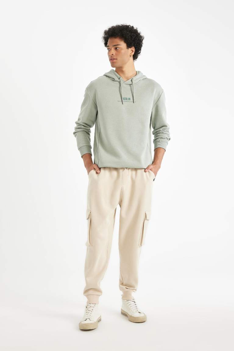 Regular Fit Jogger Eşofman Altı Kargo Cepli Basic Düz Beli Bağcıklı Lastikli Paça