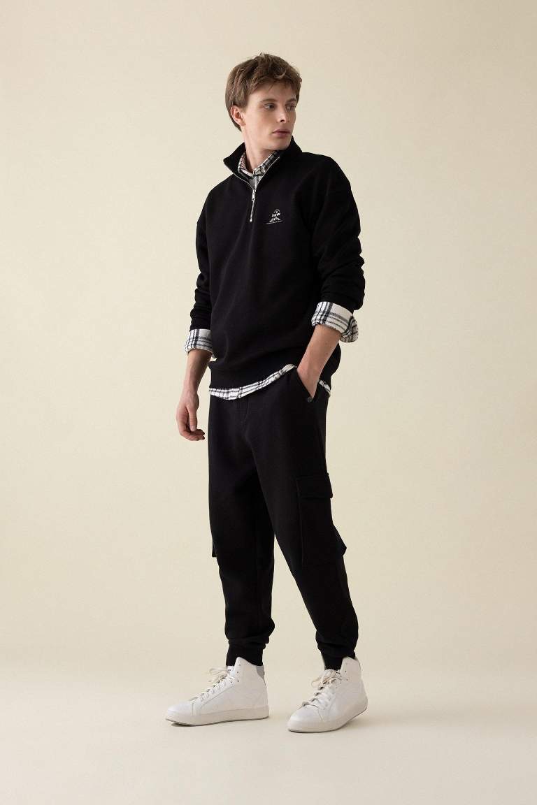 Regular Fit Jogger Eşofman Altı Kargo Cepli Basic Düz Beli Bağcıklı Lastikli Paça