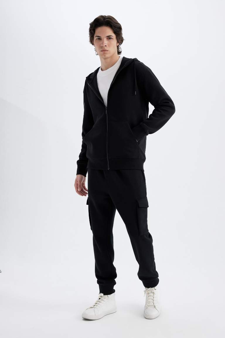 Regular Fit Jogger Eşofman Altı Kargo Cepli Basic Düz Beli Bağcıklı Lastikli Paça
