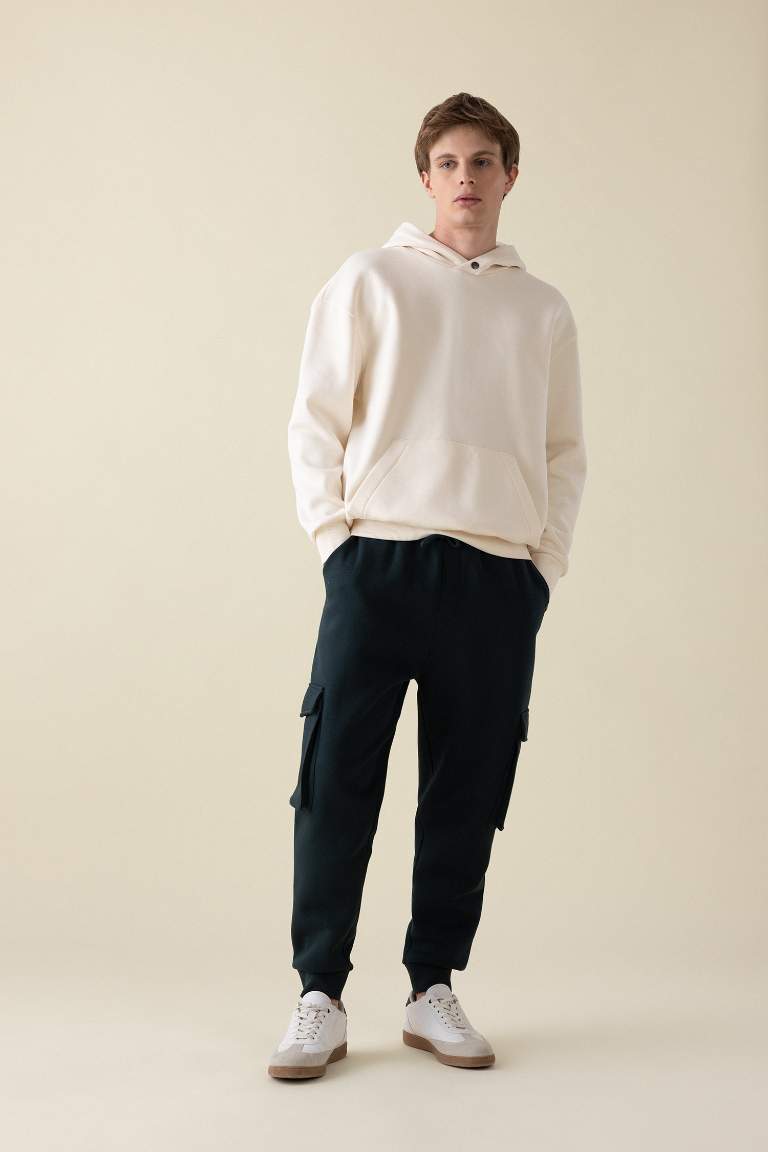 Regular Fit Rib Hem With Cargo Pocket Printed Sweatpants