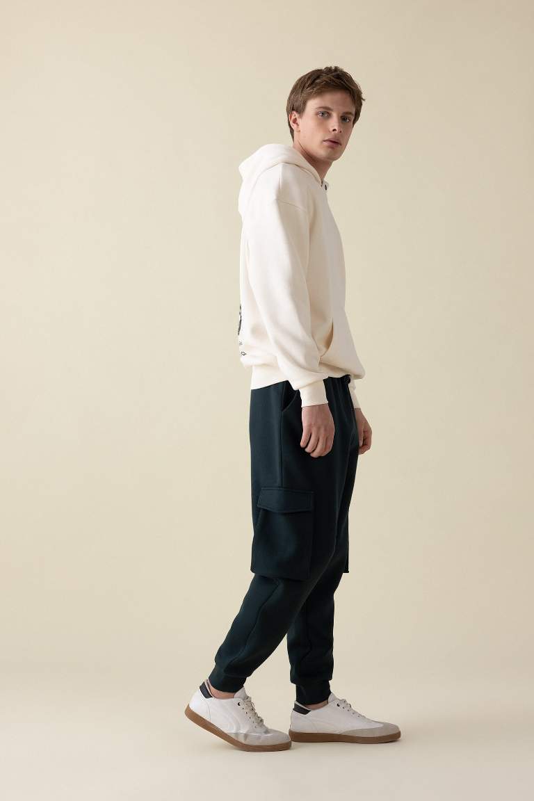 Regular Fit Rib Hem With Cargo Pocket Printed Sweatpants