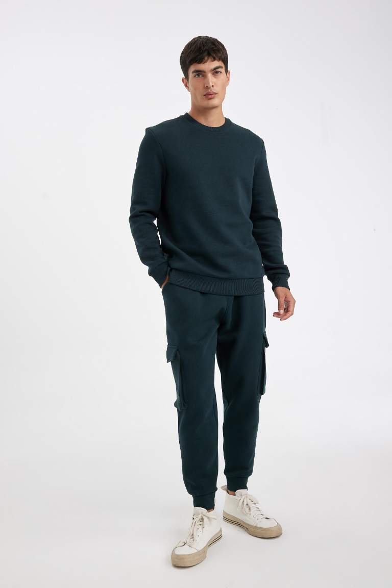 Regular Fit Jogger Eşofman Altı Kargo Cepli Basic Düz Beli Bağcıklı Lastikli Paça