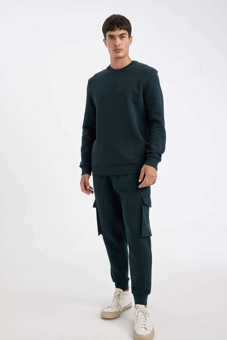 Regular Fit Jogger Eşofman Altı Kargo Cepli Basic Düz Beli Bağcıklı Lastikli Paça