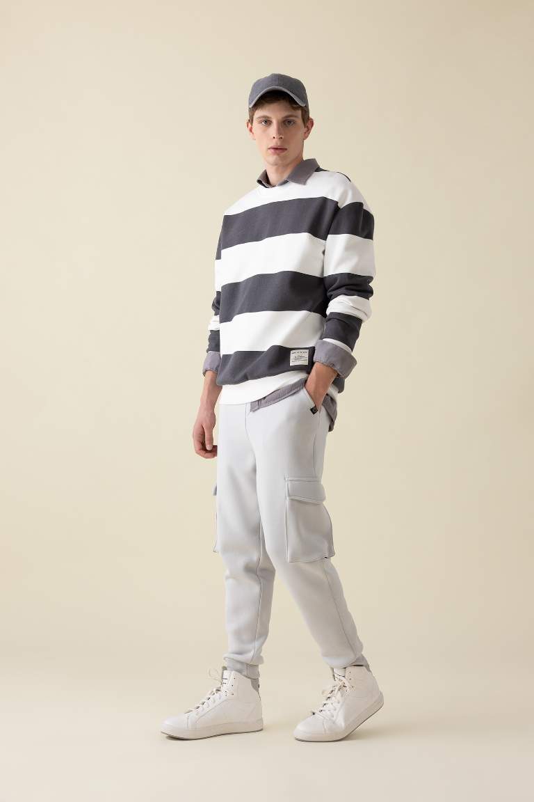 Regular Fit Rib Hem With Cargo Pocket Printed Sweatpants