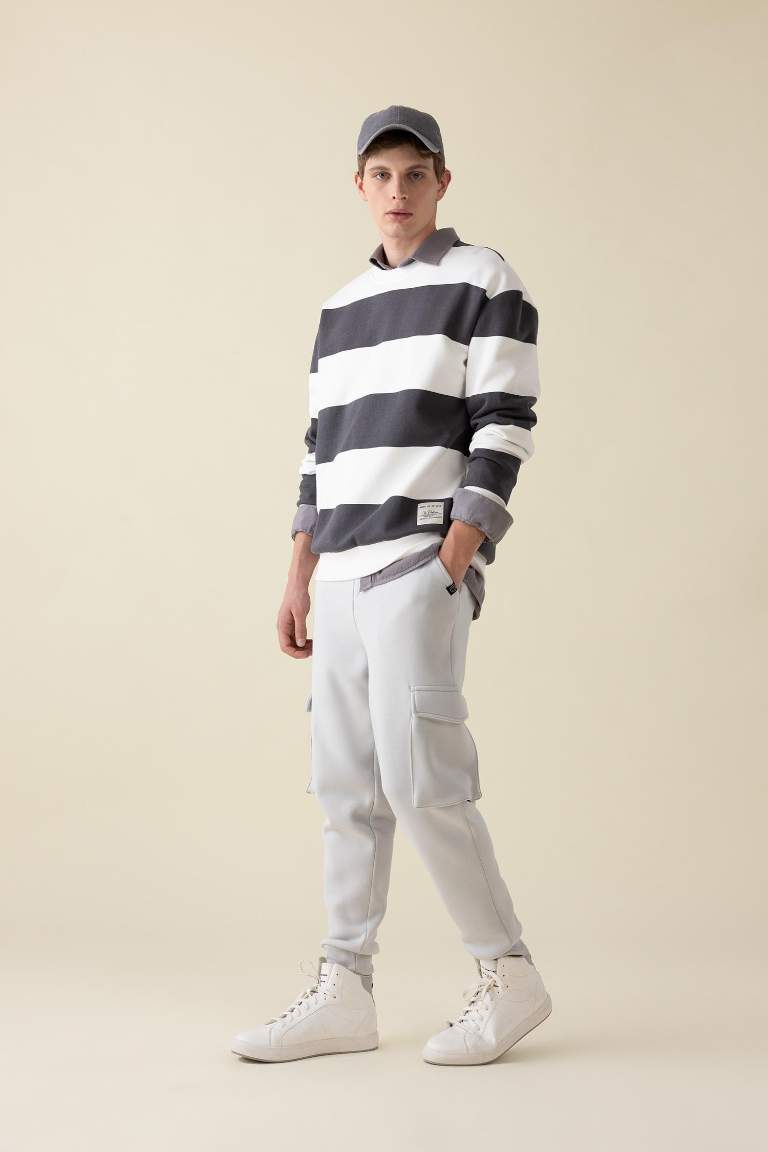 Regular Fit Jogger Eşofman Altı Kargo Cepli Basic Düz Beli Bağcıklı Lastikli Paça