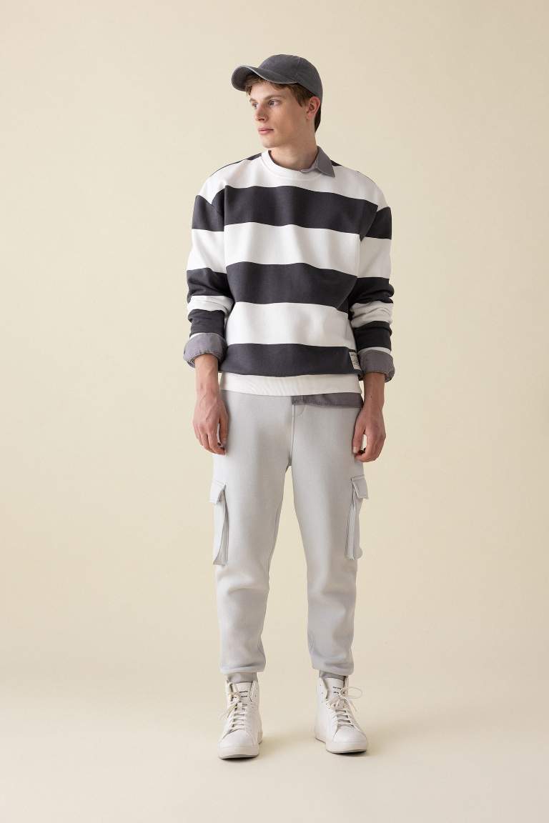 Regular Fit Rib Hem With Cargo Pocket Printed Sweatpants