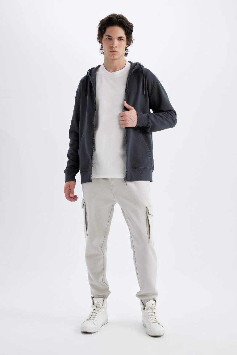 Regular Fit Jogger Eşofman Altı Kargo Cepli Basic Düz Beli Bağcıklı Lastikli Paça
