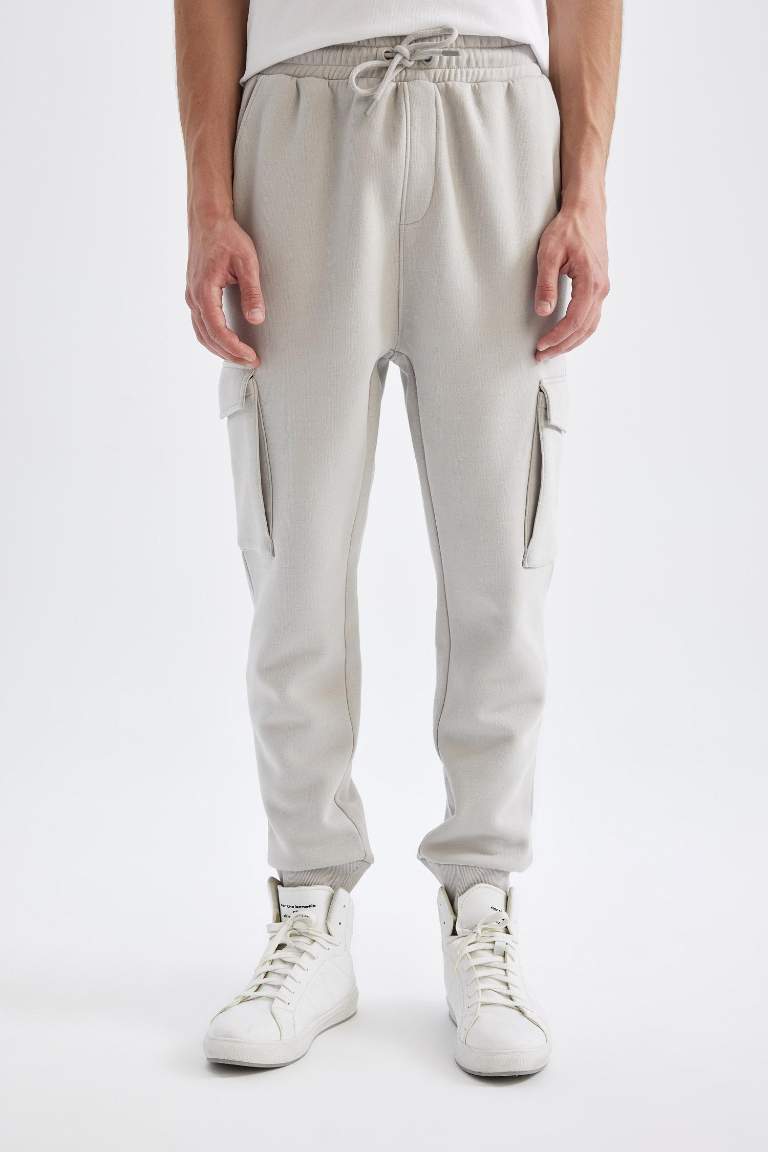 Regular Fit Rib Hem With Cargo Pocket Printed Sweatpants