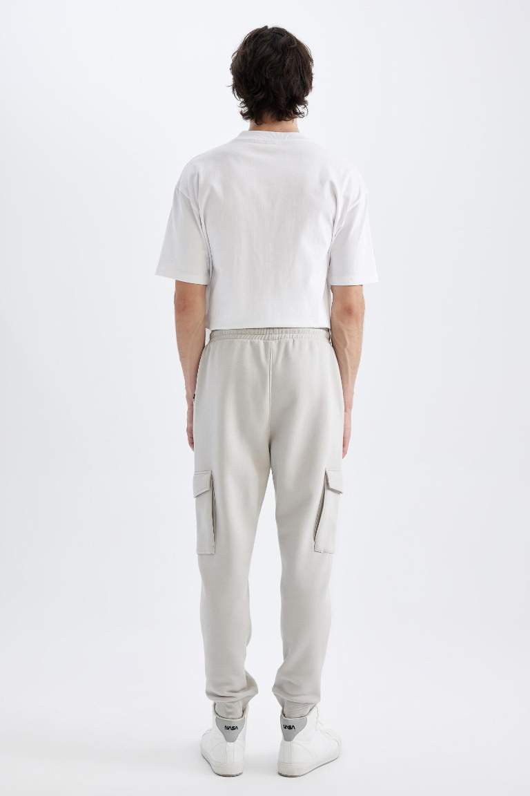 Regular Fit Rib Hem With Cargo Pocket Printed Sweatpants