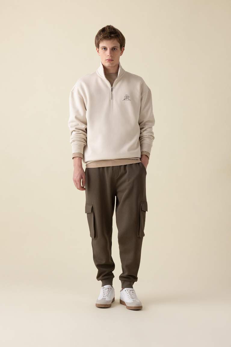 Regular Fit Jogger Eşofman Altı Kargo Cepli Basic Düz Beli Bağcıklı Lastikli Paça