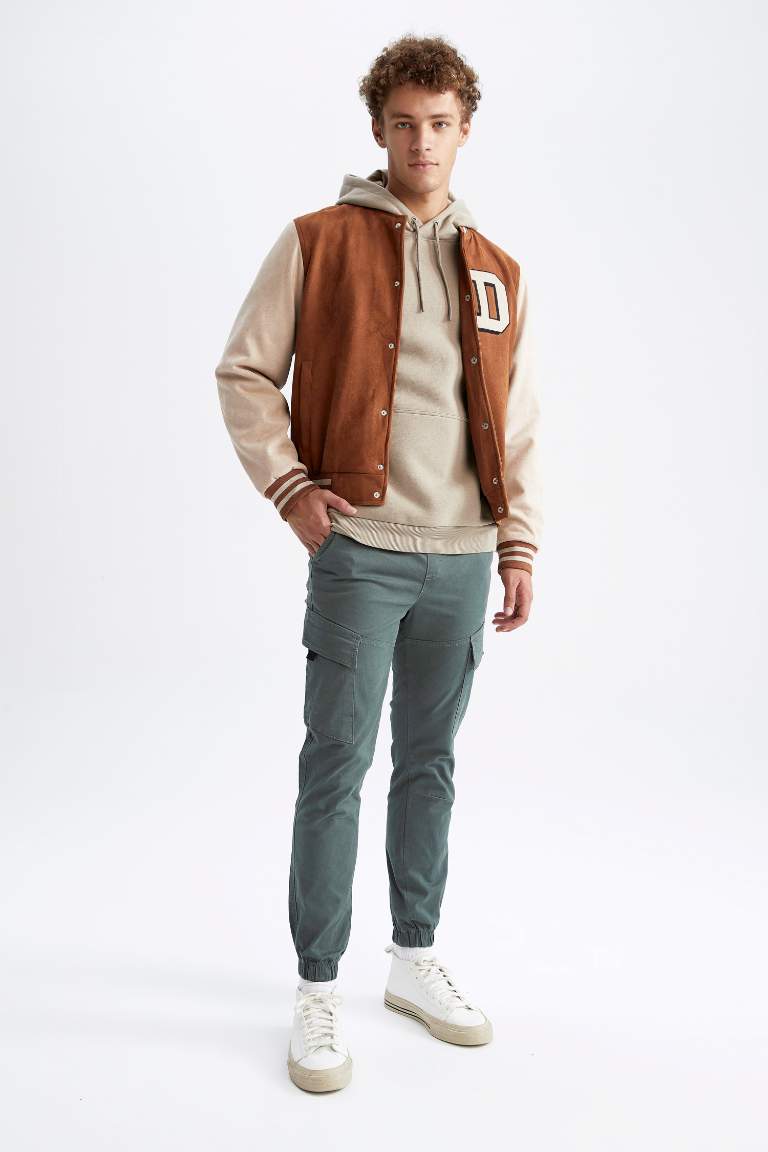 Oversize Fit Kolej Yaka Nakışlı Çıtçıt Kapamalı Çift Cepli Mevsimlik Hafif İnce Süet Bomber Mont Ceket