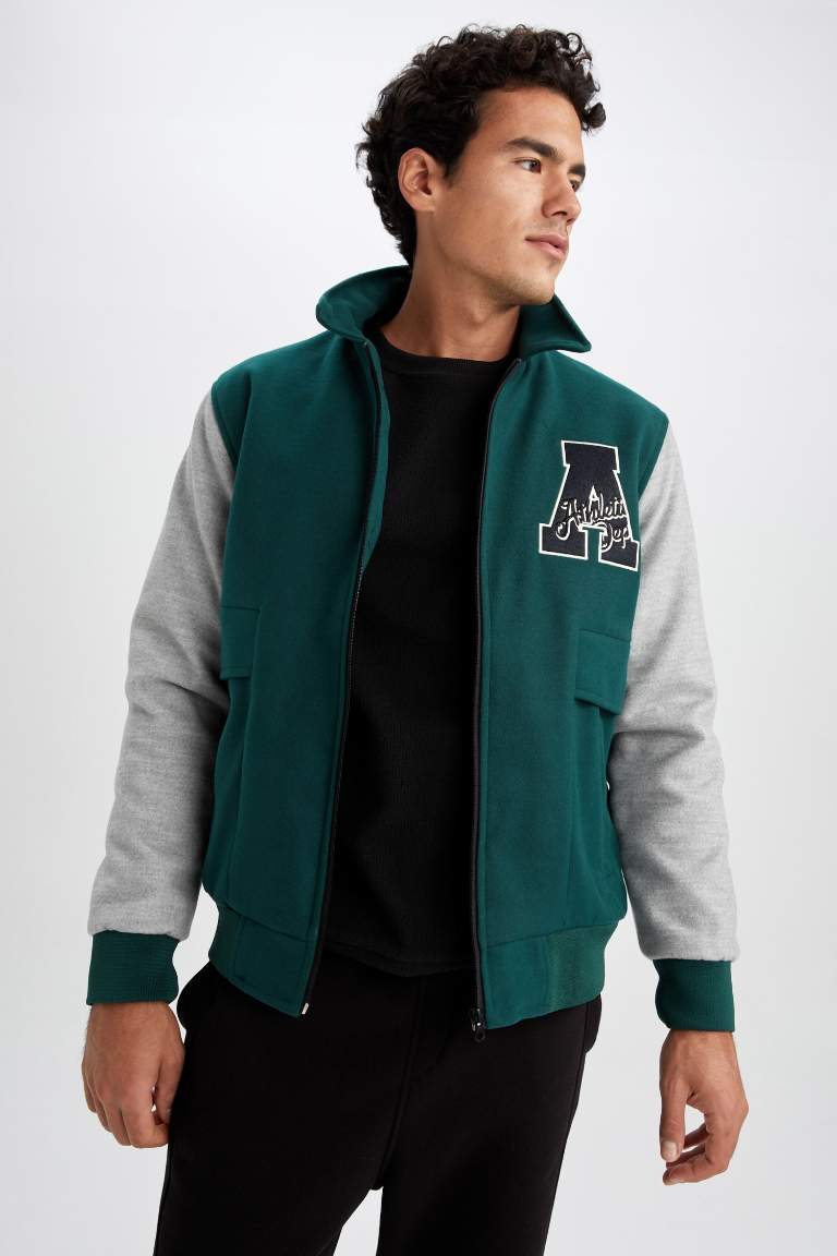 Oversize Fit Gömlek Yaka Kaşe Bomber Mont