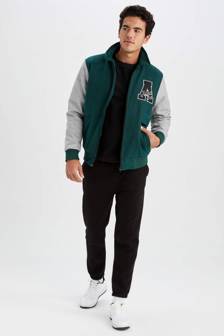 Oversize Fit Gömlek Yaka Kaşe Bomber Mont