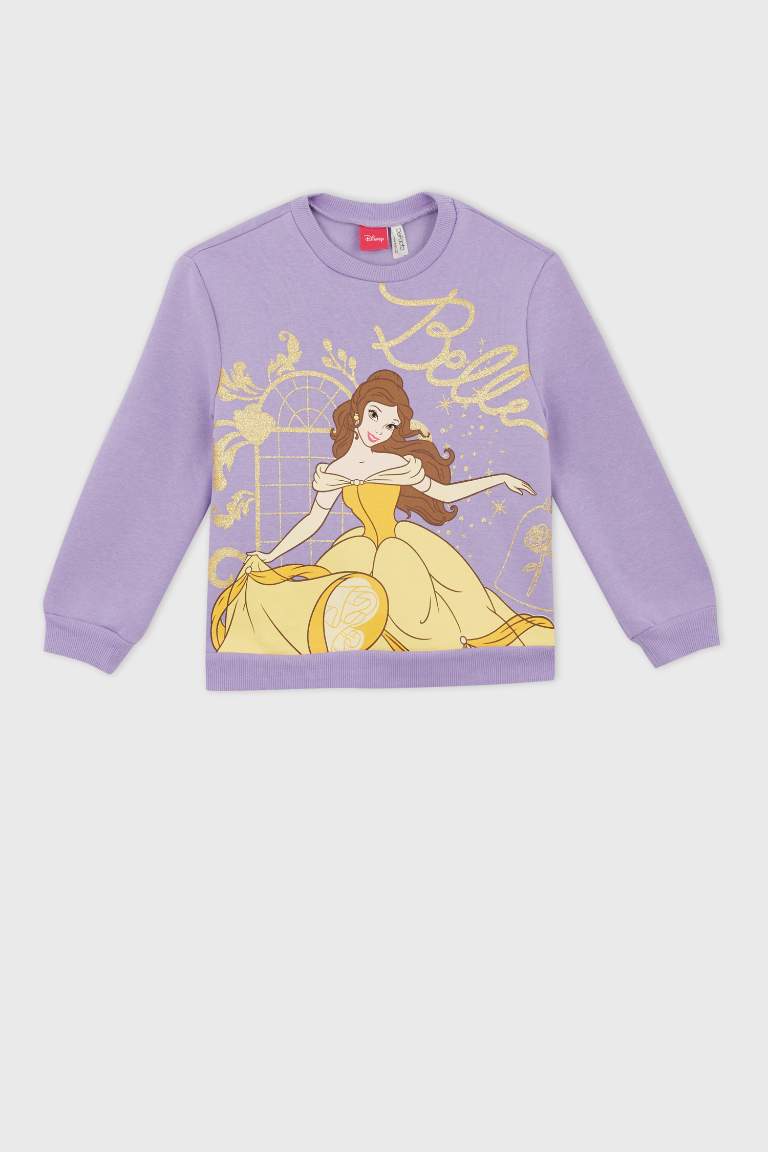 Kız Çocuk Disney Prenses Bisiklet Yaka İçi Yumuşak Tüylü Sweatshirt