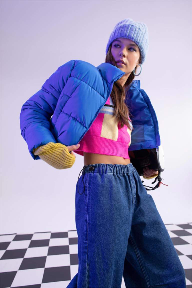 Su İtici Crop Şişme Mont