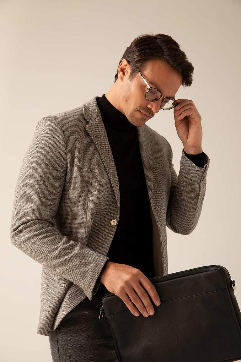 Slim Fit Astarlı Blazer Ceket