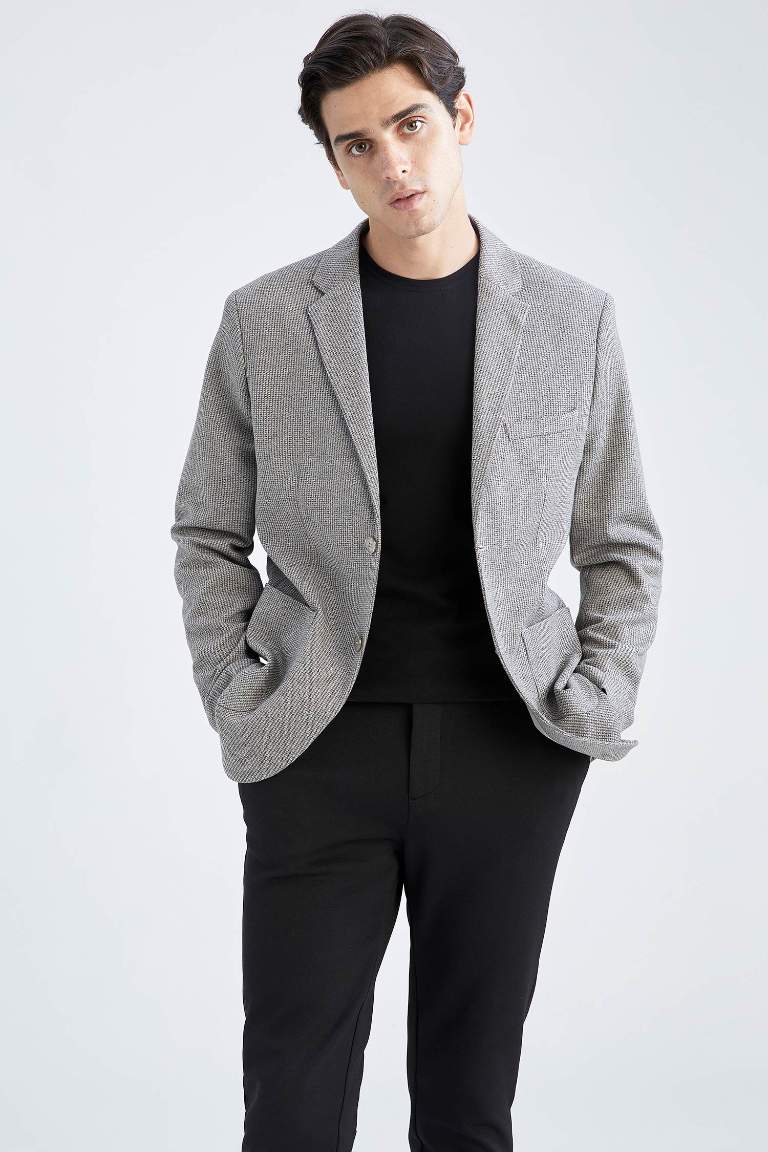 Slim Fit Astarlı Blazer Ceket