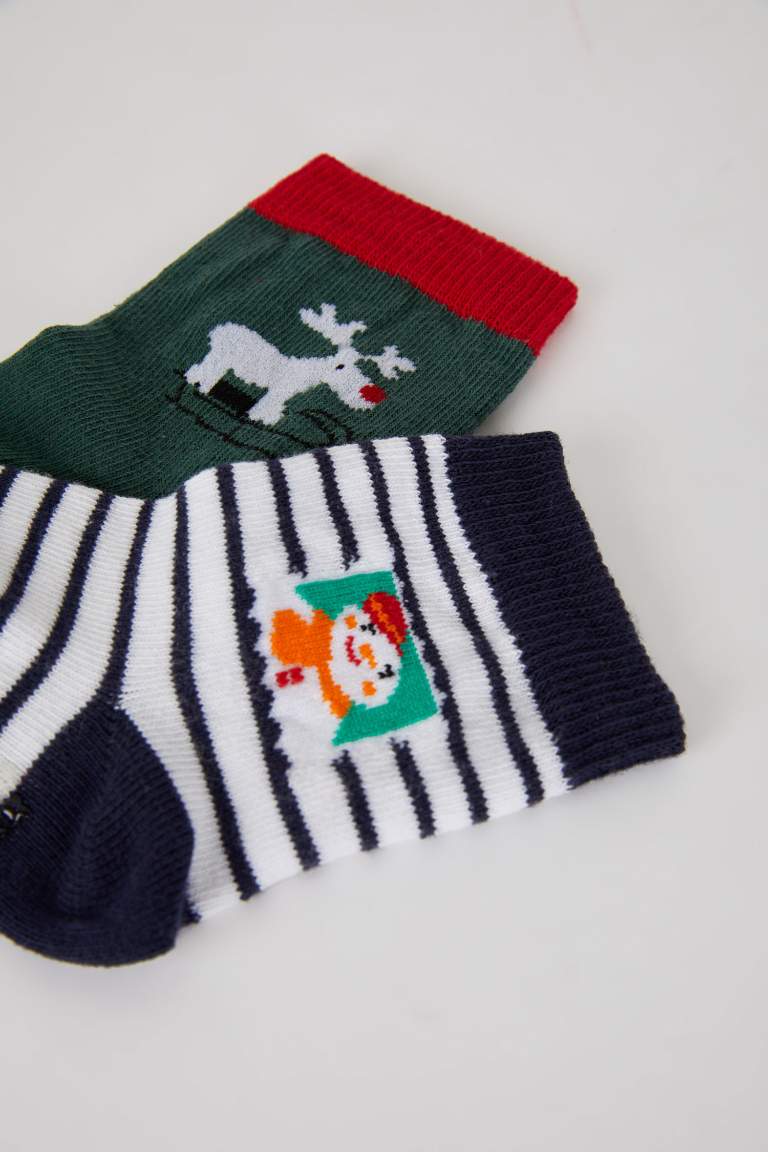 Baby Boy Christmas Themed 2-Pack Cotton Long Socks