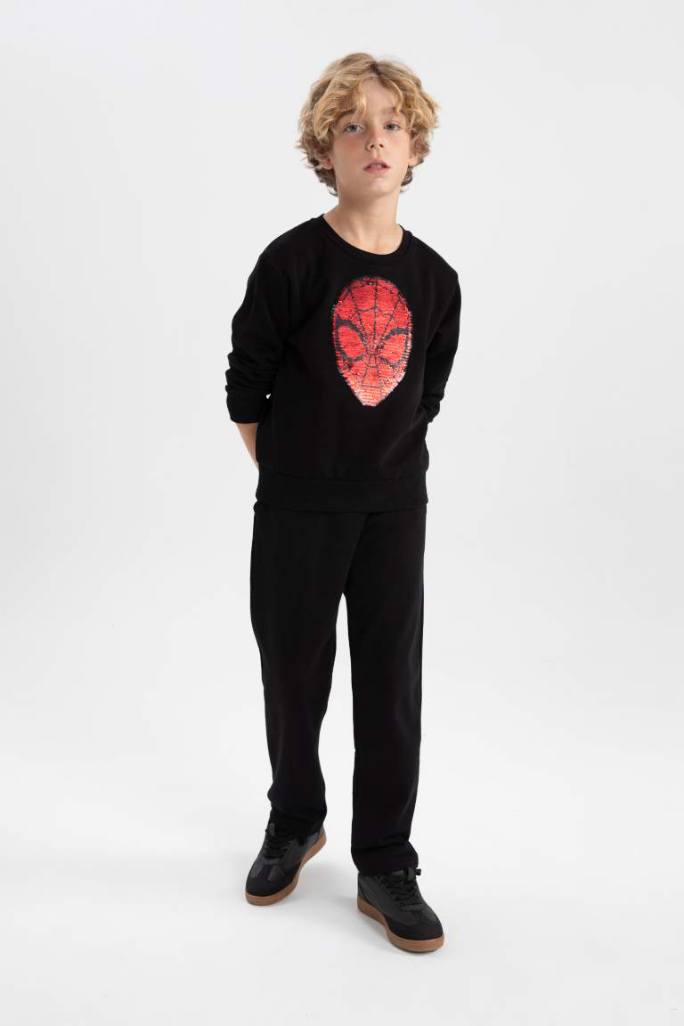 Erkek Çocuk Marvel Spiderman Payetli Bisiklet Yaka Sweatshirt