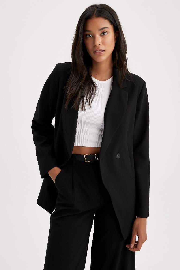 Black WOMAN Oversized Fit Blazer 2663422 | DeFacto