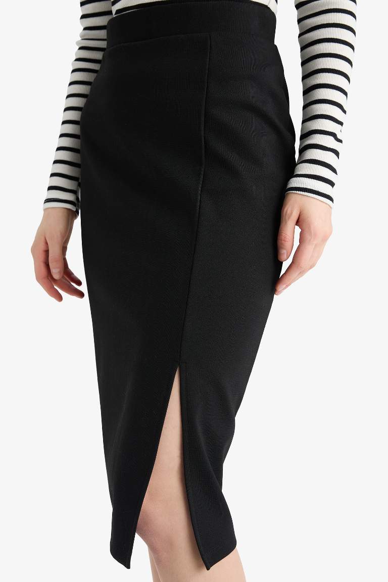 Pencil Skirt Normal Waist Midi Knitted Skirt