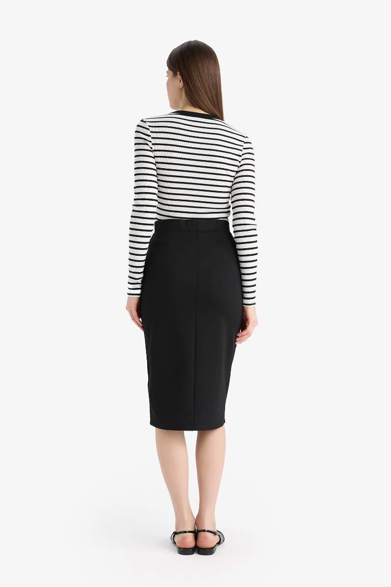 Pencil Skirt Normal Waist Midi Knitted Skirt