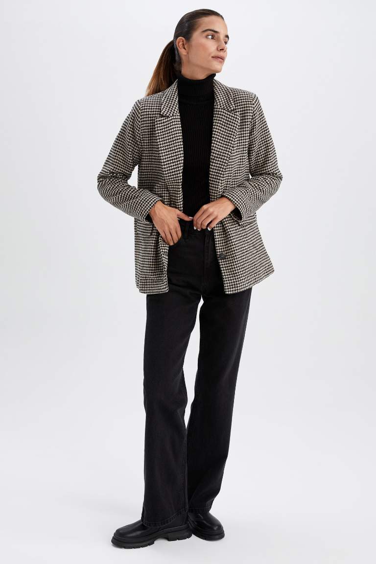 Regular Fit Yün Görünümlü Blazer Ceket