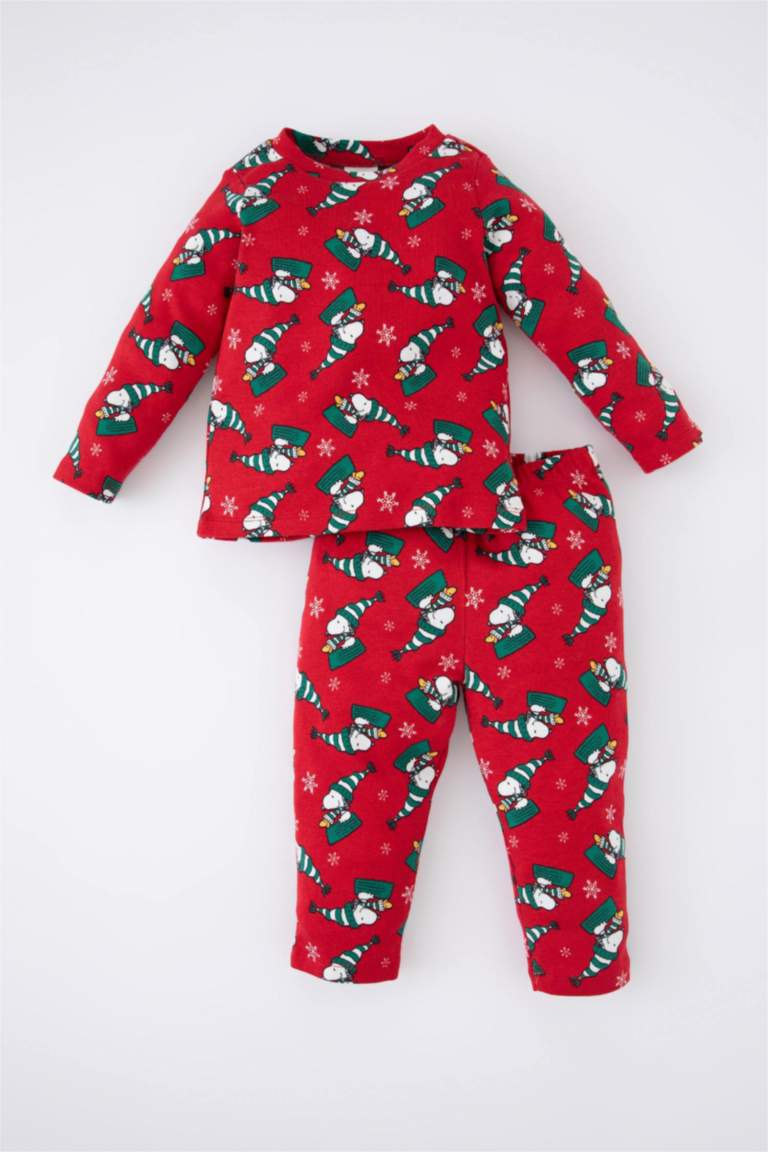 2 piece Regular Fit Crew Neck Snoopy Licensed Knitted Pyjamas