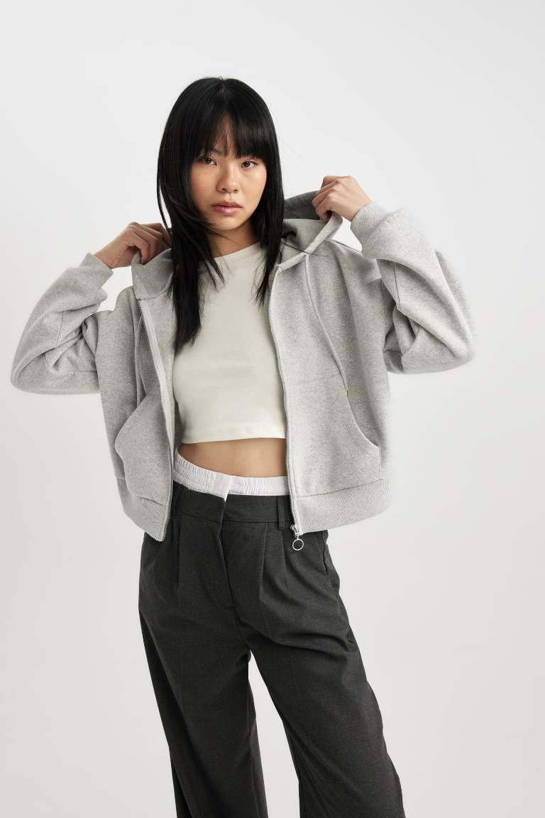 Coool Regular Fit Kapüşonlu Fermuarlı Sweatshirt