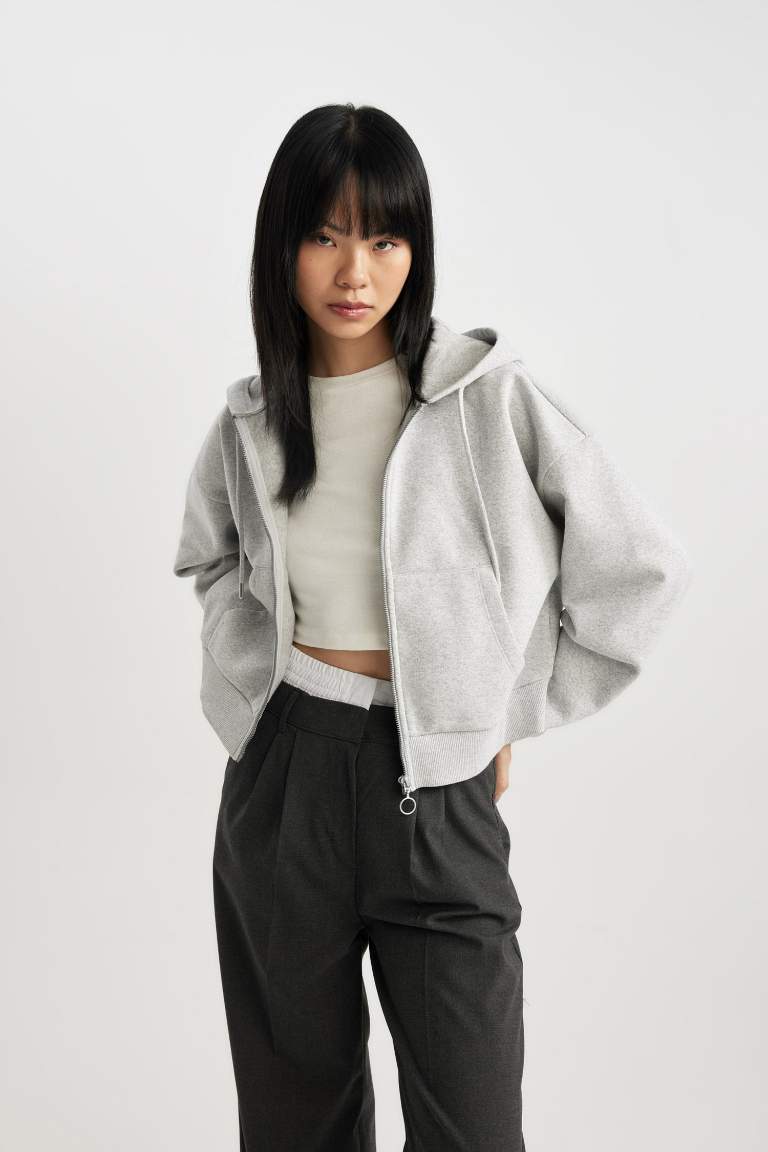 Coool Regular Fit Kapüşonlu Fermuarlı Sweatshirt