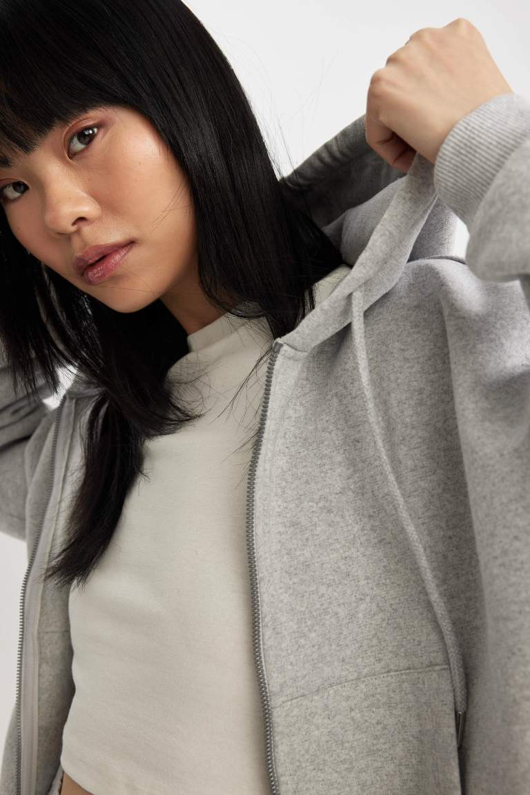 Coool Regular Fit Kapüşonlu Fermuarlı Sweatshirt