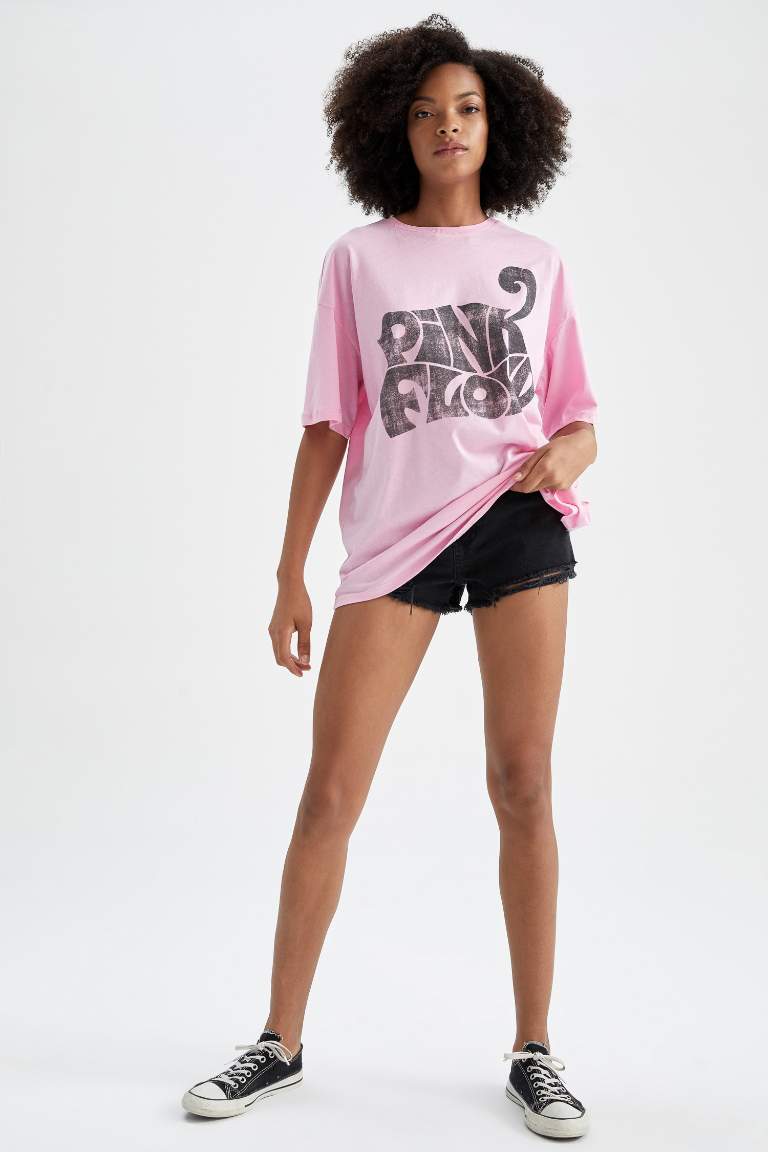 Oversize Fit Pink Floyd Crew Neck Short Sleeve T-Shirt