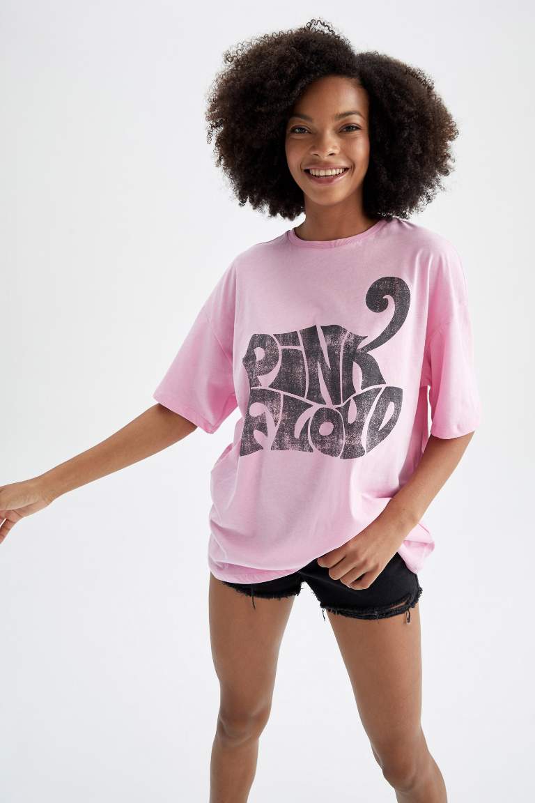 Oversize Fit Pink Floyd Crew Neck Short Sleeve T-Shirt