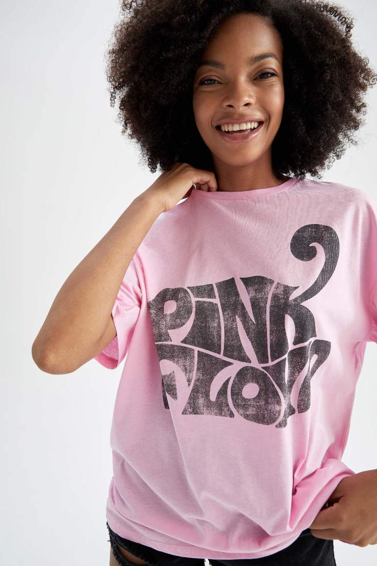 Oversize Fit Pink Floyd Crew Neck Short Sleeve T-Shirt