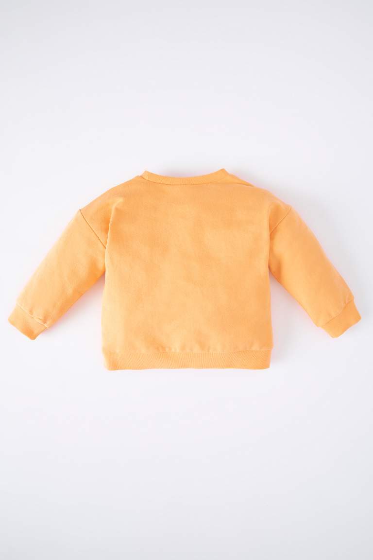 Kız Bebek Baskılı Bisiklet Yaka Sweatshirt