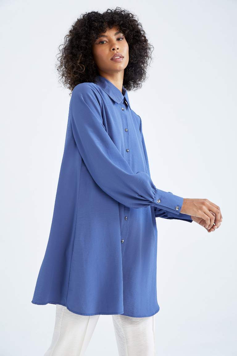 Regular Fit Basic Uzun Kollu Gömlek Tunik