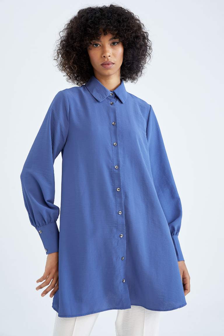 Regular Fit Basic Uzun Kollu Gömlek Tunik