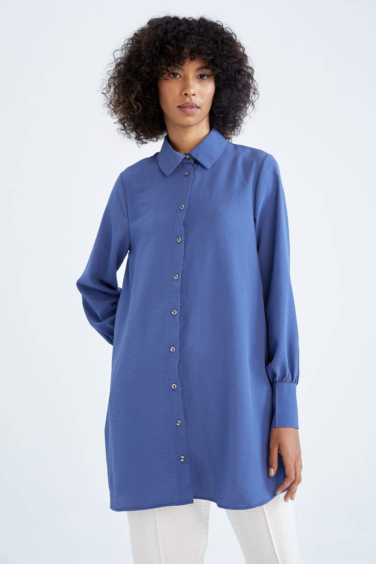 Regular Fit Basic Uzun Kollu Gömlek Tunik