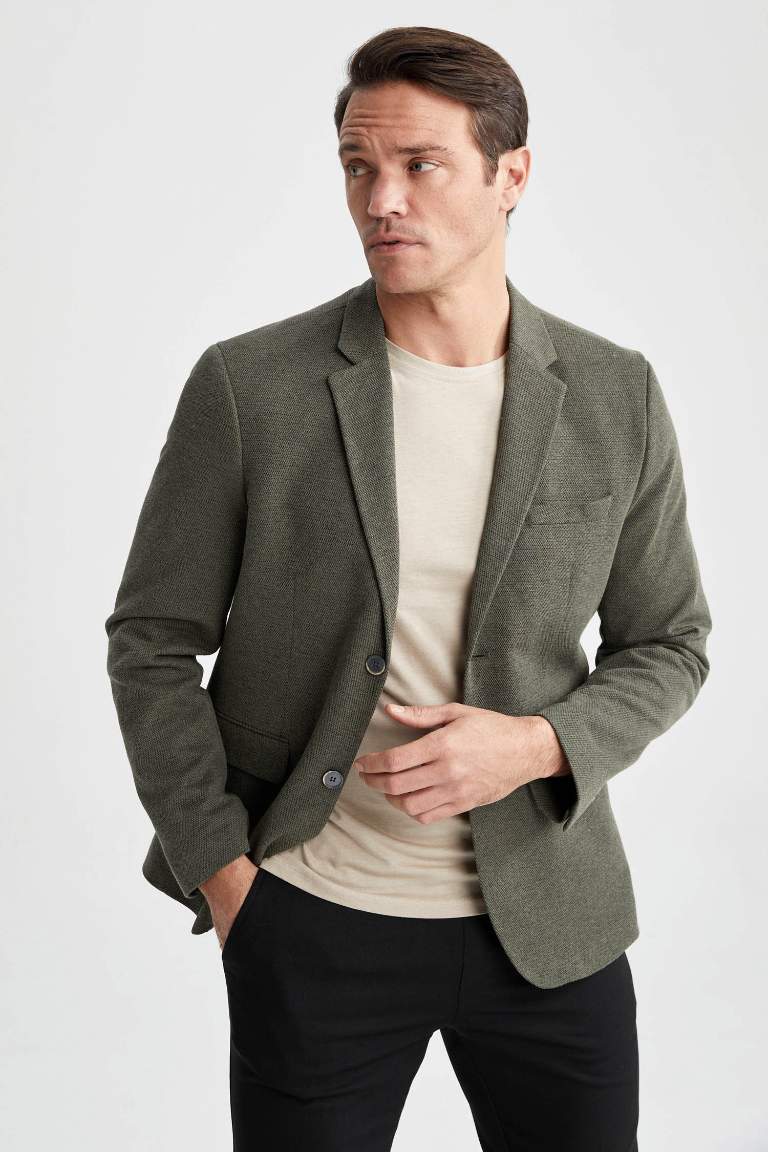 Slim Fit Dar Kesim Astarlı Blazer Ceket