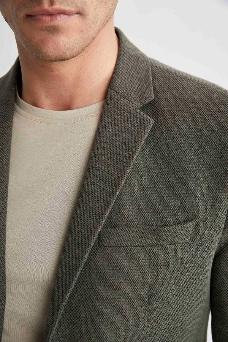 Slim Fit Dar Kesim Astarlı Blazer Ceket