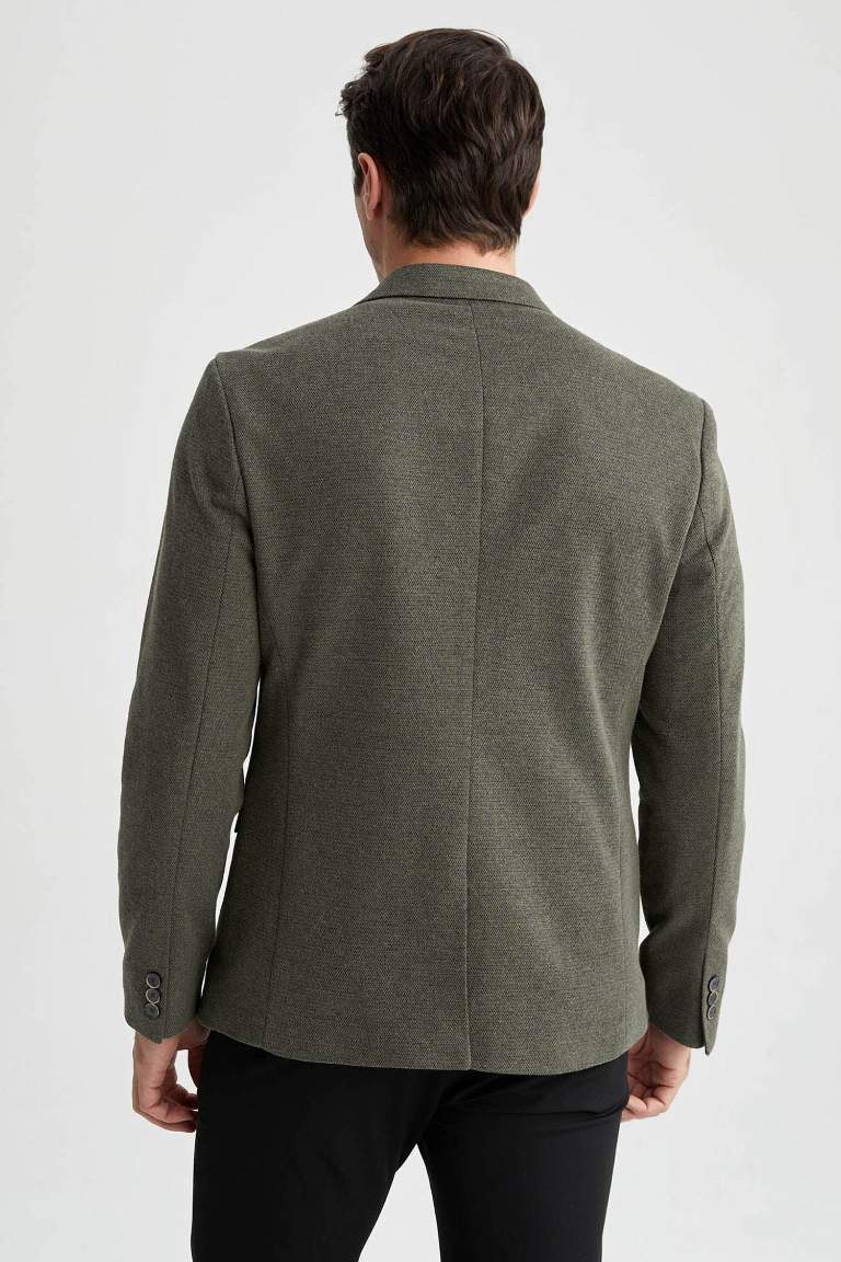 Slim Fit Dar Kesim Astarlı Blazer Ceket