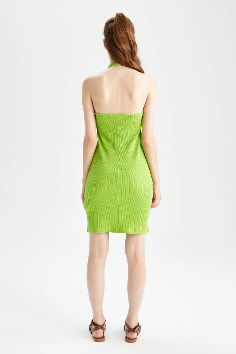 Coool Bodycon V Yaka Basic Kaşkorse Basic Mini Elbise
