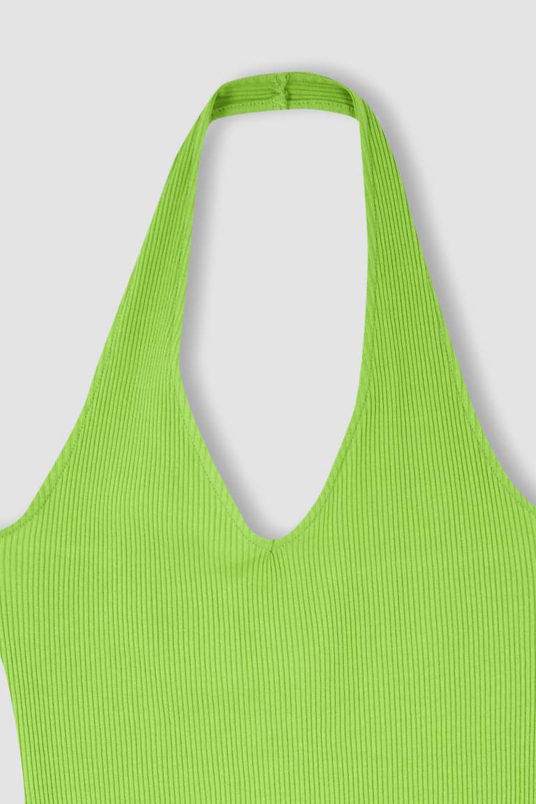 Coool Bodycon V Yaka Basic Kaşkorse Basic Mini Elbise