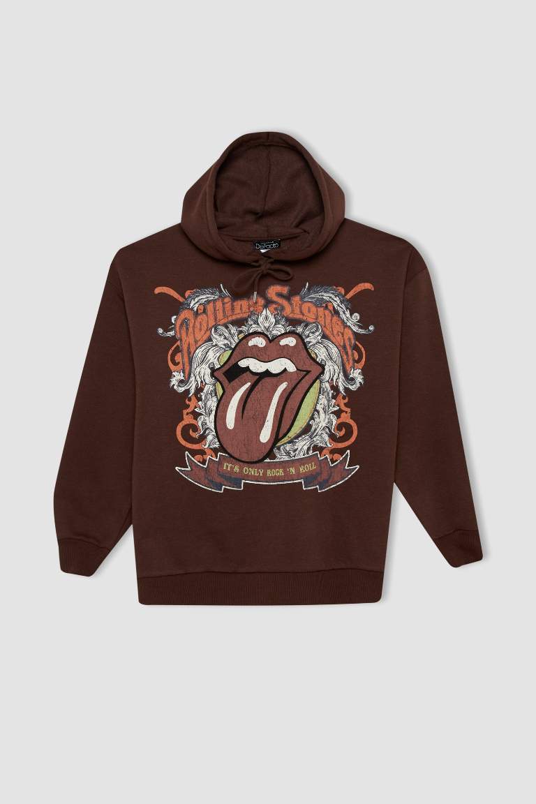 Oversize Fit Rolling Stones Licensed Printed Long Sleeve Sweatshirt