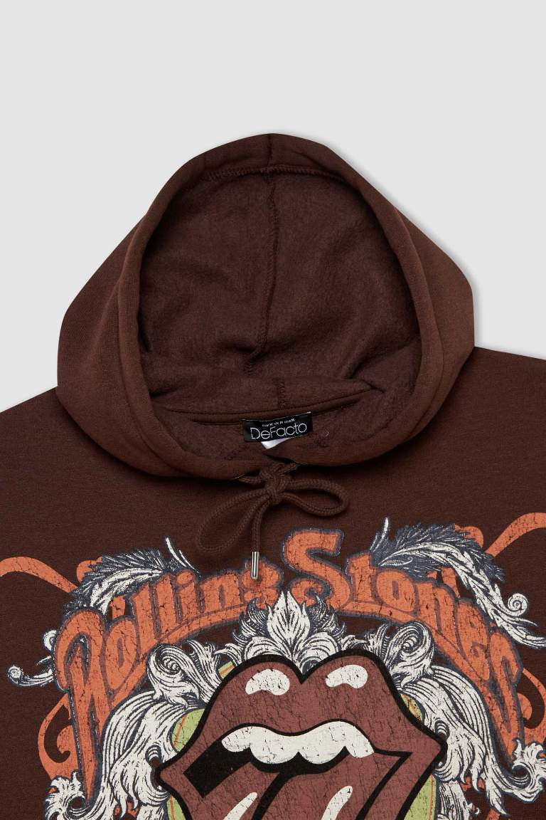 Oversize Fit Rolling Stones Licensed Printed Long Sleeve Sweatshirt