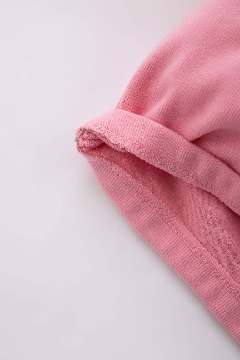 Kız Bebek Regular Fit Bisiklet Yaka Slogan Baskılı Selanik Kumaş Sweatshirt