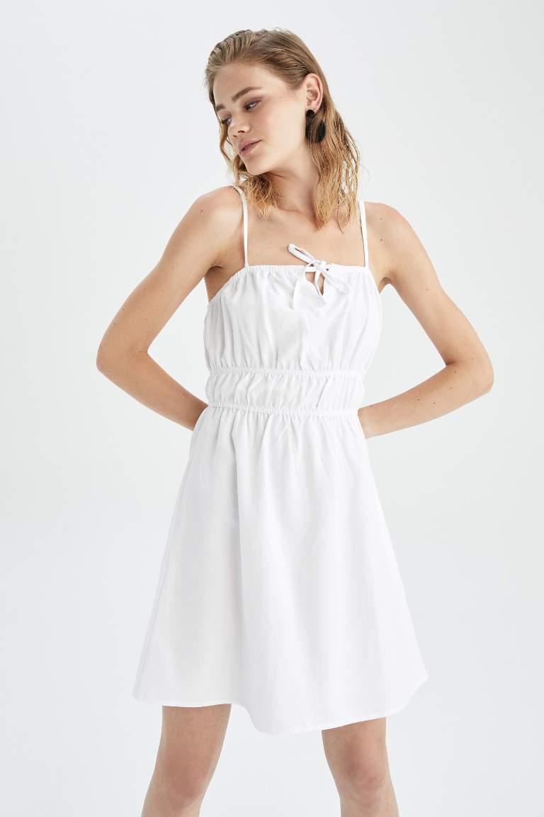 A Line Strap Linen Blend Mini Dress